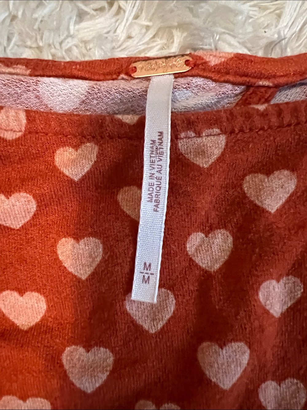 Free People Lakeside Rust Maxi Dress with White Heart Print and Side Slit - Picture 6 of 10